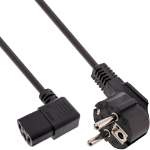 InLine Power cable, CEE 7/7 angled / 3pin IEC C13 left angled, black, 5m