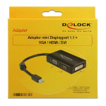 DeLOCK 0.16m DisplayPort/VGA + HDMI + DVI 0,16 m Mini DisplayPort VGA (D-Sub)+ HDMI + DVI Zwart