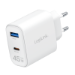 LogiLink USB-A/C charger, 45 W, GaN, 2-port, 1x USB-A (QC), 1x USB-C (PD),  White