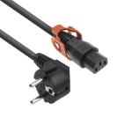 ACT Netsnoer CEE 7/7 male (haaks) - C13 IEC Lock+ zwart 2 m, EL332S, 5-Pack