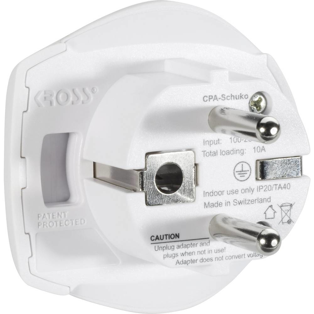 1.500211-E SKROSS 1.500211-E - Universal - Type C (Europlug) - Type A - Type B - Type I (AU) - Type J (CH) - Type L (IT) - 100 - 250 V - 16 A - White