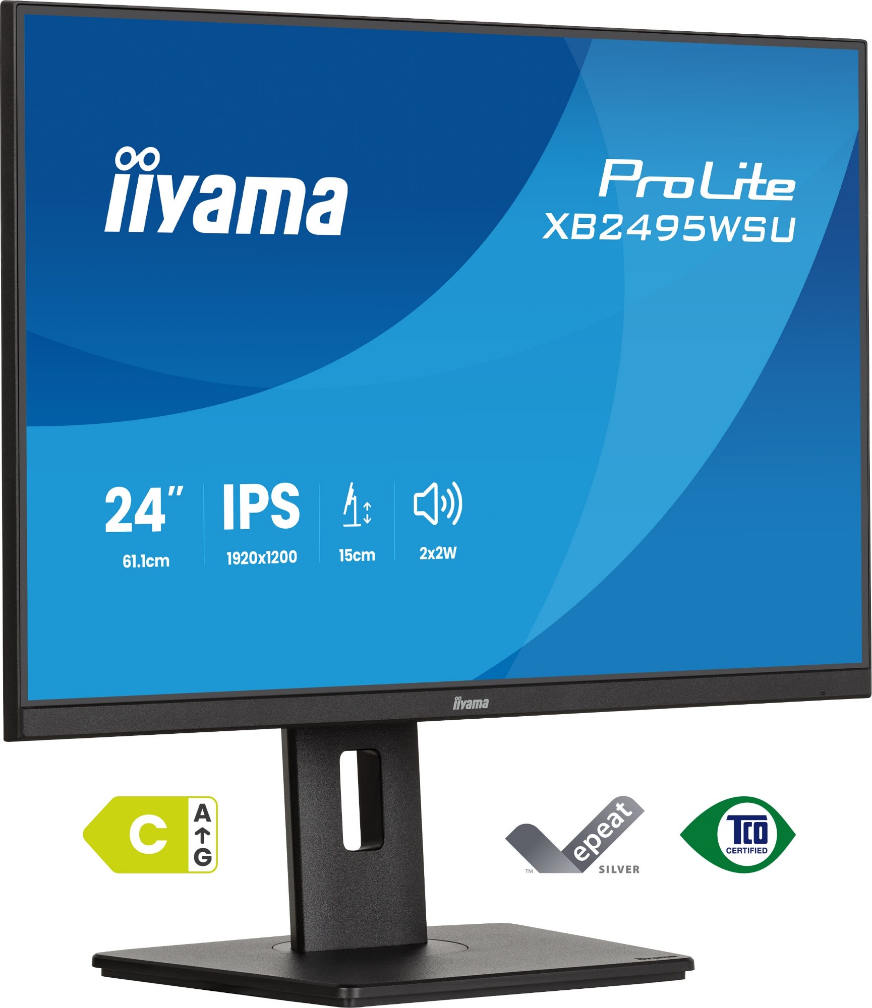 iiyama ProLite XB2495WSU-B1 computer monitor 61.2 cm (24.1") 1920 x 1200 pixels Full HD LCD Black