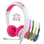 BuddyPhones School+ Headset Wired Head-band Calls/Music Pink, White