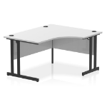 Dynamic Impulse W1400 x D800/1200 x H730mm Right Hand Crescent Desk With Cable Management Ports Cantilever Leg White Finish Black Frame - MI003321 DD