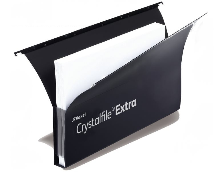 Rexel Crystalfile Extra Secura Foolscap Suspension File 30mm Black