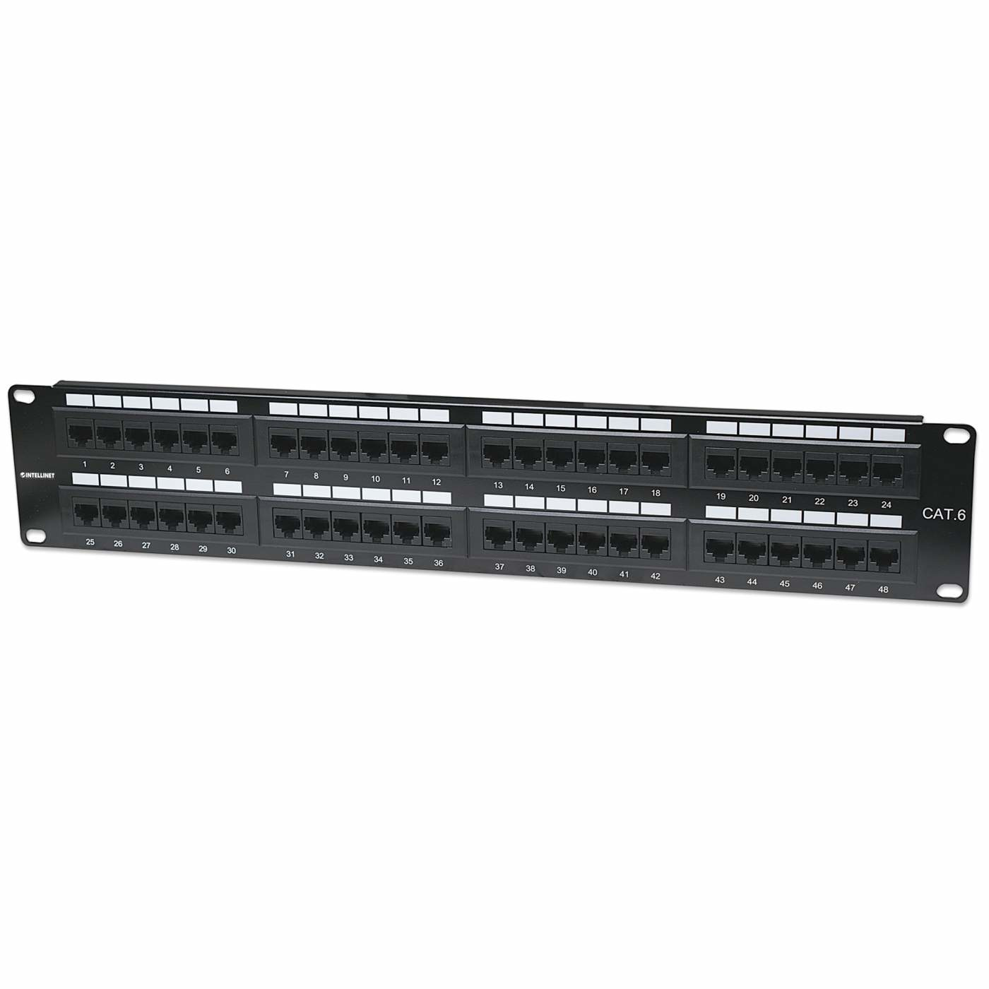 Image of Intellinet Patch Panel, Cat6, UTP, 48-Port, 2U, Black