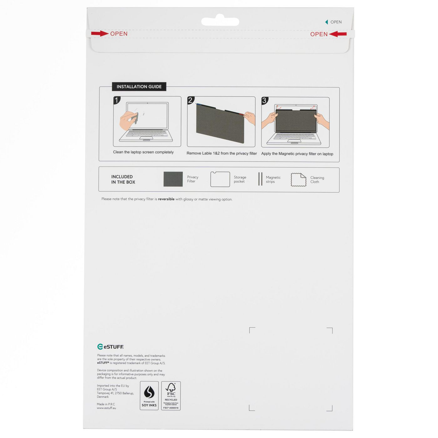 eSTUFF GLBM13293190 display privacy filter 33.8 cm (13.3") Laptop
