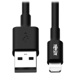Tripp Lite M100-10N-BK USB-A to Lightning Sync/Charge Cable, MFi Certified - Black, M/M, USB 2.0, 10 in. (0.3m)