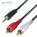 connektgear 5m 3.5mm Stereo to 2 x RCA/Phono Audio Cable - Male to Male - Gold Connectors