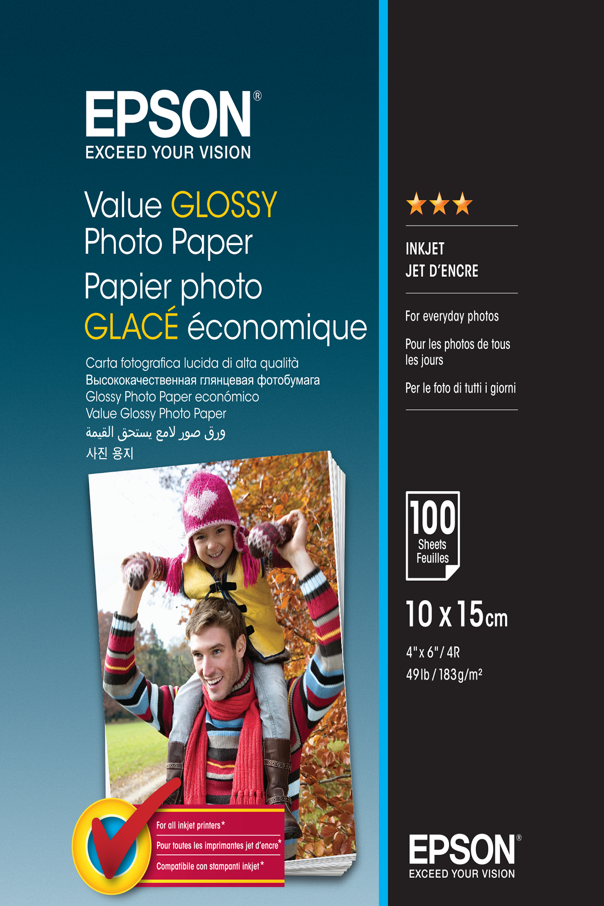 Image of Epson Value Glossy Photo Paper - 10x15cm - 100 sheets