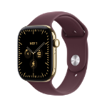 Apple Watch Series 12 GPS + Cellular 46mm Radiant Gold Titanium Case with Burgundy Sport Band - S/M