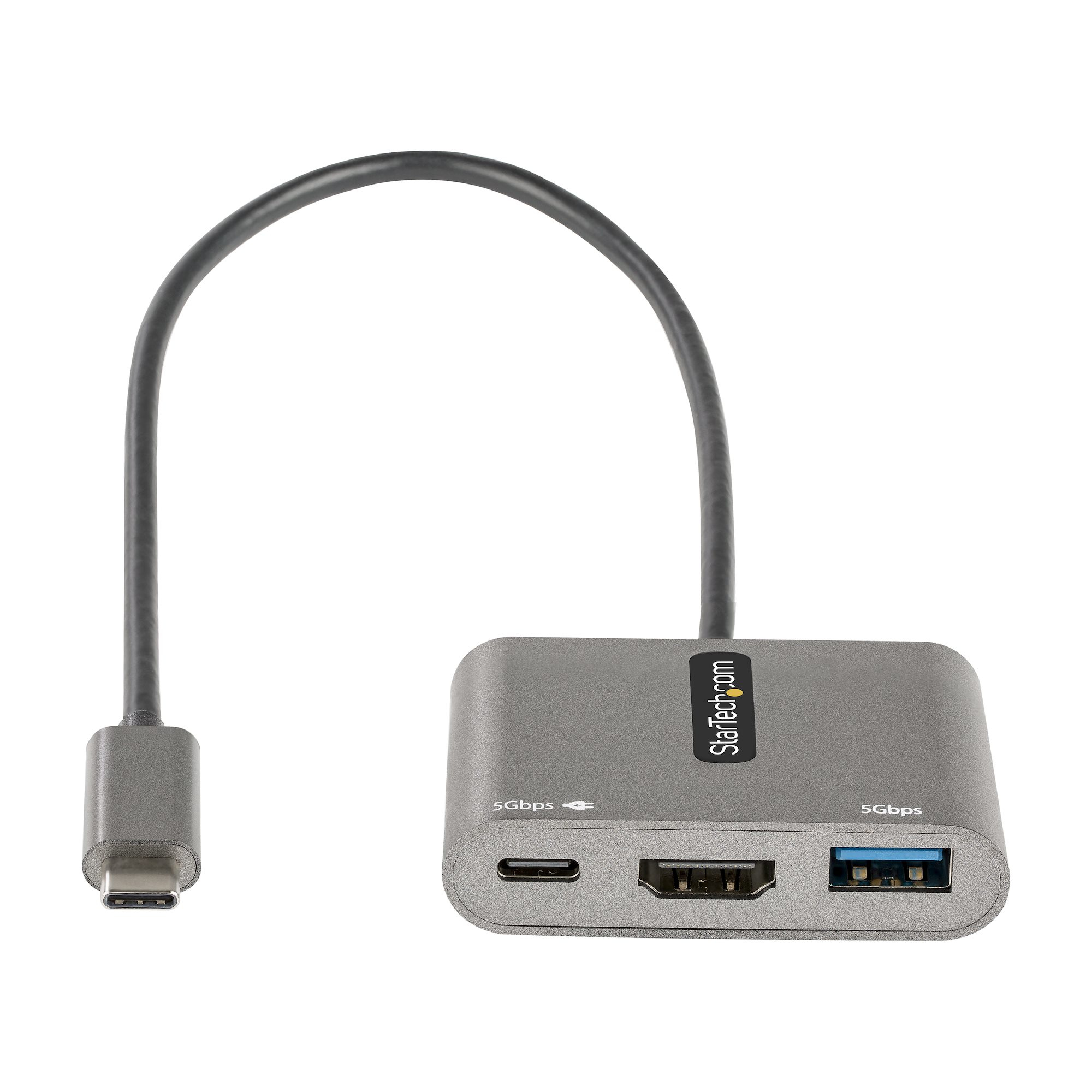 StarTech.com USB C Multiport Adapter, USB-C to HDMI 4K Video, 100W PD Pass-Through, USB 3.0 Hub 5Gbps (1xType-C/1xA), USB-C Mini Dock, USB-C Travel Dock, Portable Laptop Docking Station