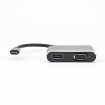 Rocstor Y10A204-A1 video cable adapter USB Type-C HDMI + VGA (D-Sub) Black