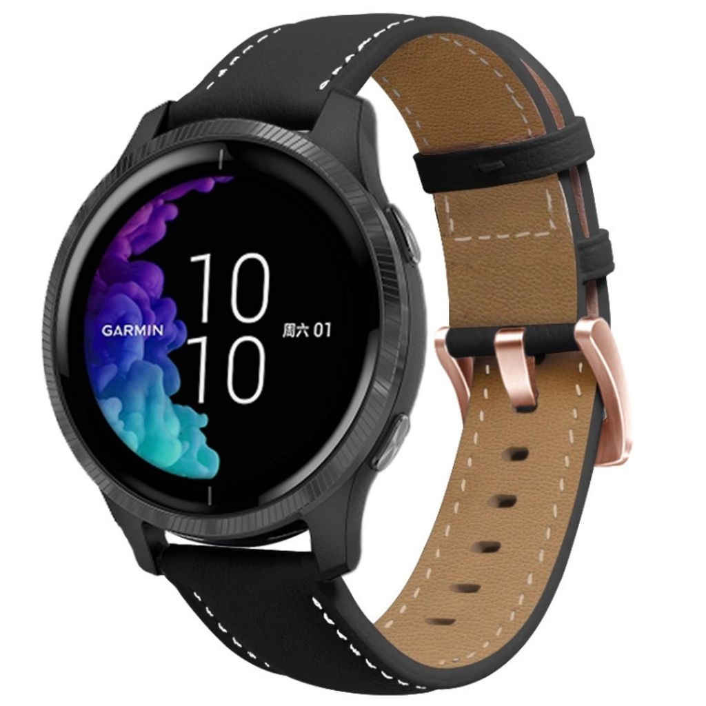 EU Product - Forerunner 265S / 255S / Venu 2S Leather Watch Band - Black thumbnail