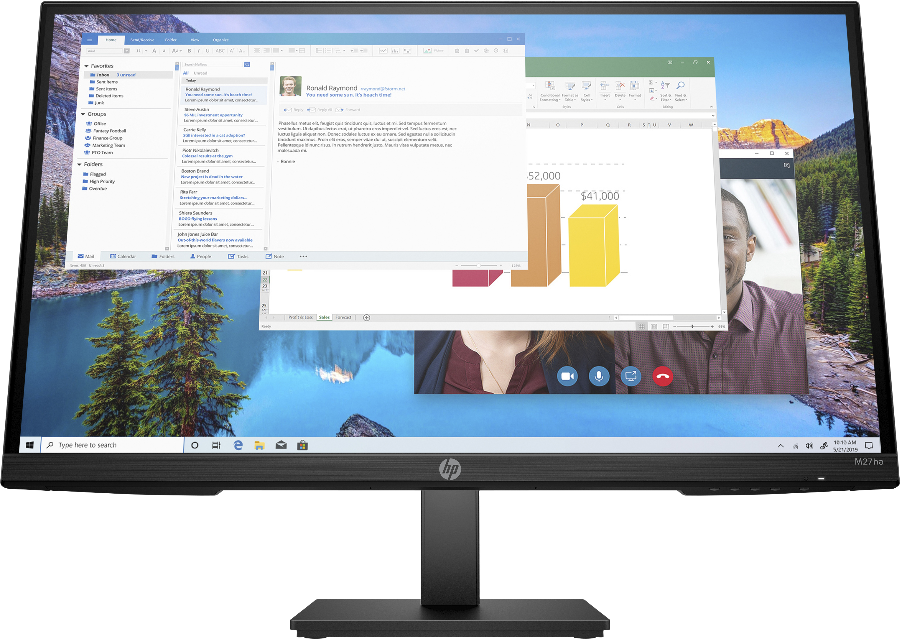 Image of HP M27ha - 68.6 cm (27) - 1920 x 1080 pixels - Full HD - 5 ms - Black