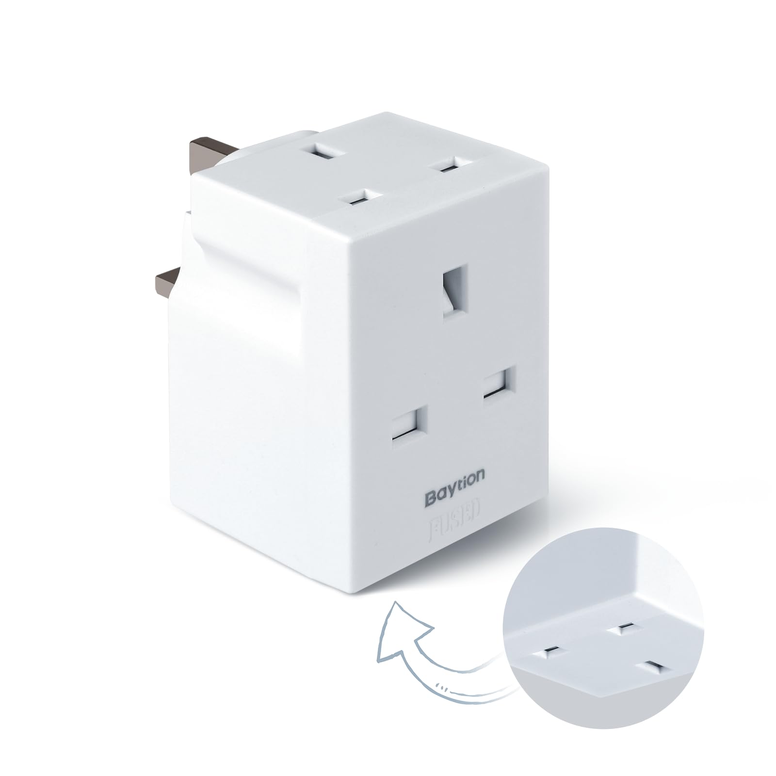 VALUE CABLE EMK UK ADAPTOR 13A 3-WAY POKA 50/60HZ AC220-250V