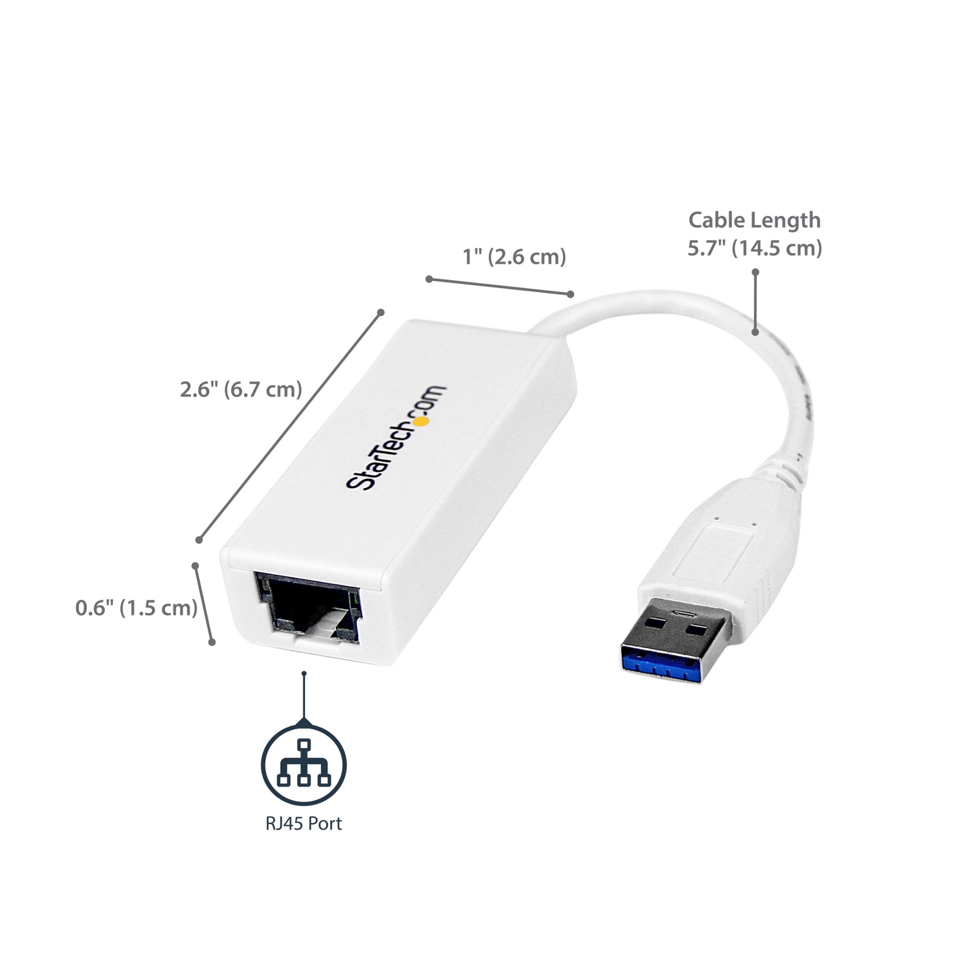 StarTech.com USB 3.0 to Gigabit Ethernet NIC Network Adapter - White