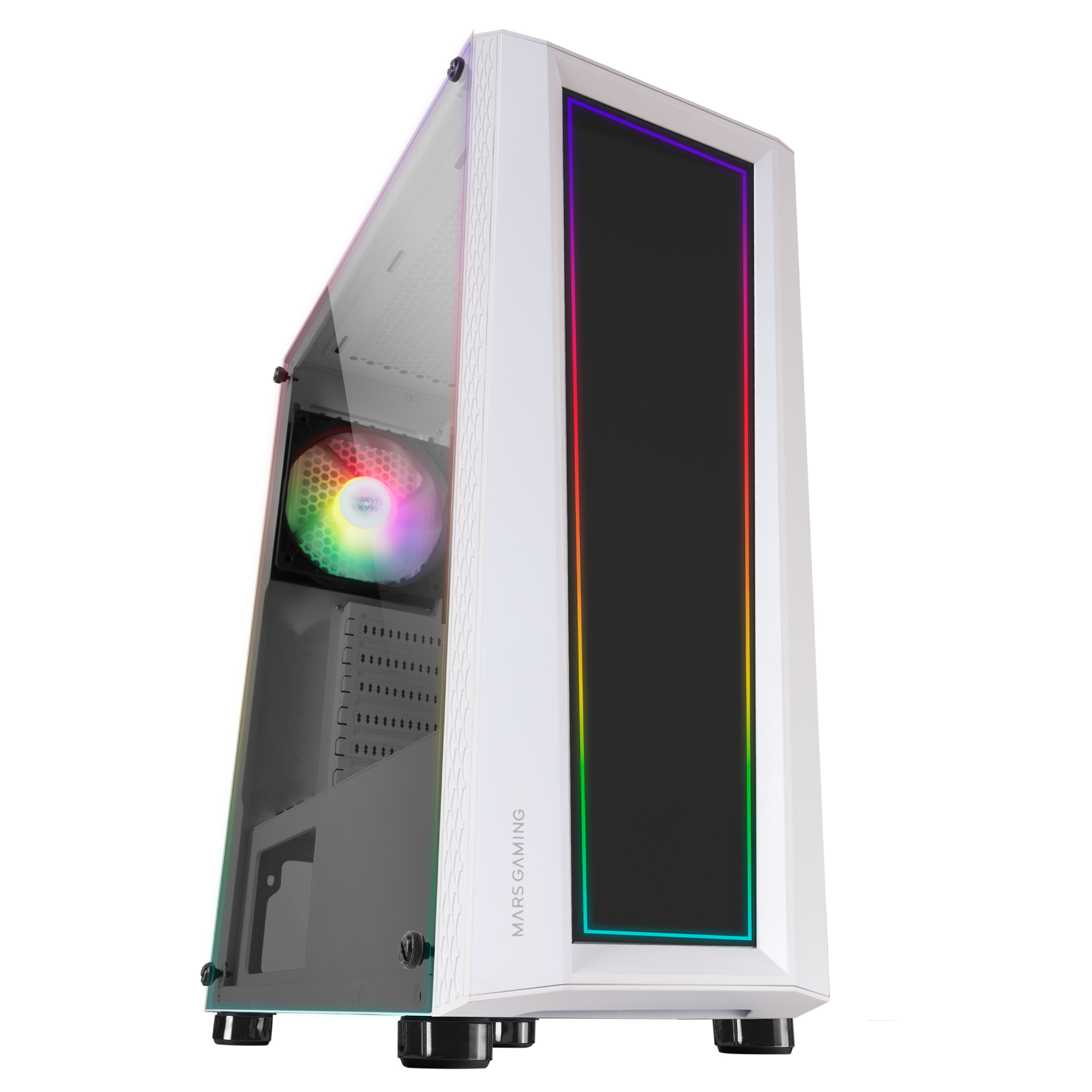 Mars Gaming White Mc-Art Atx Gaming Pc Case Double Drawable Tempered G