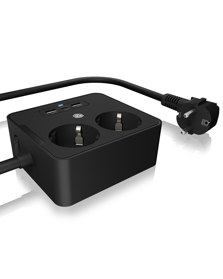 Image of ICY BOX IB-MPS2220B-CH power extension 1.9 m 2 AC outlet(s) Indoor...