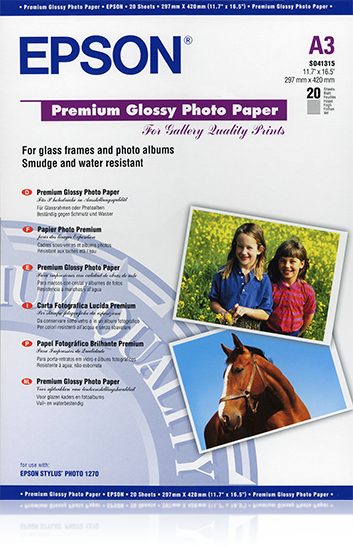 Image of Epson Premium Glossy Photo Paper, DIN A3, 255g/m², 20 Sheets