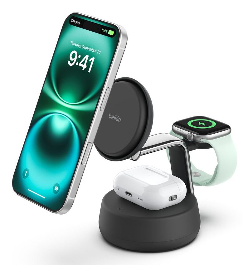 Belkin Qi2 Fitness tracker. Headphones. Smartphone. Smartwatch Black U