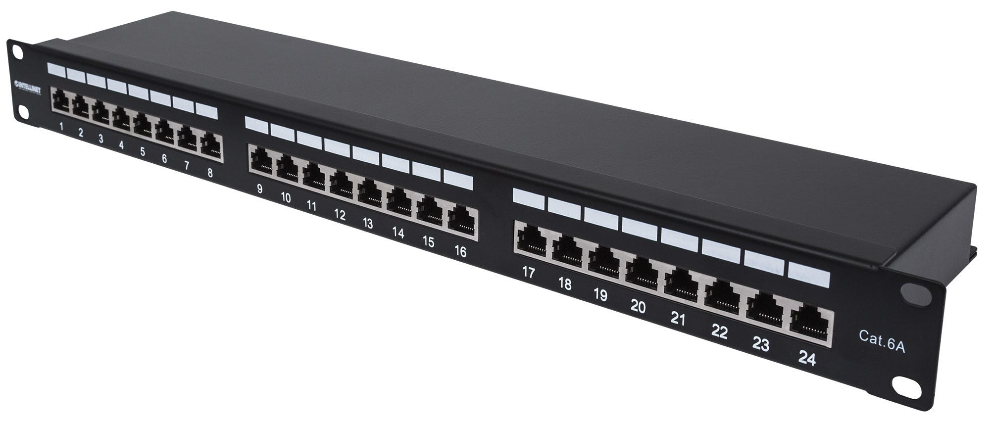 Image of Intellinet Patch Panel, Cat6a, FTP, 24-Port, 1U, Shielded, 90°...