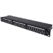 Intellinet Patch Panel, Cat6a, FTP, 24-Port, 1U, Shielded, 90° Top-Entry Punch Down Blocks, Black