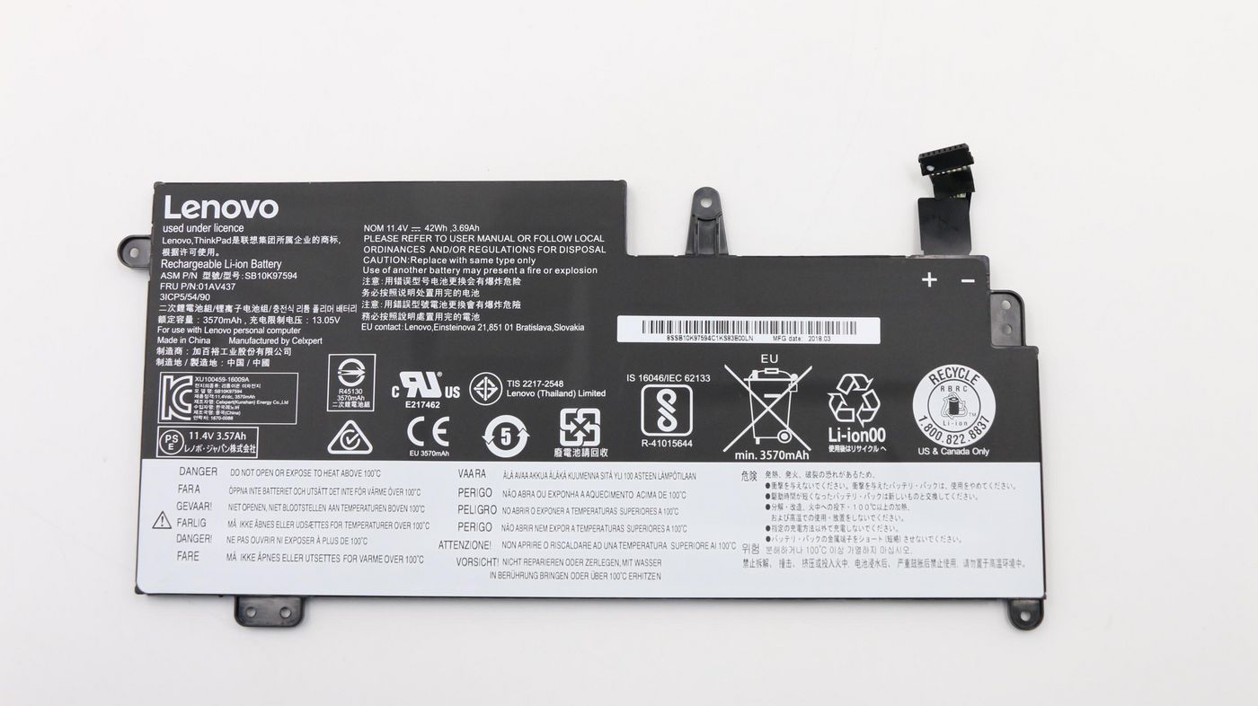 Image of Lenovo Battery 3C 42 Wh LION - Approx 1-3 working day lead.