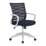 NAUTILUS Designs Spyro Designer Medium Back Detailed Mesh Task Operator Office Chair With Fixed Arms Black Seat and White Frame - BCM/K488/WH-BK DD