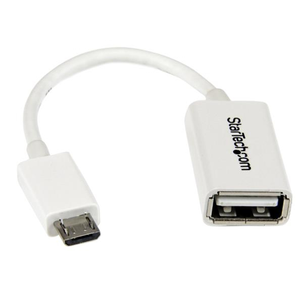Image of StarTech.com 5in White Micro USB to USB OTG Host Adapter M/F