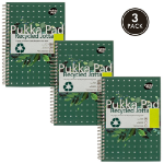 Pukka Pukka Pad A5 Wirebound Card Cover Notebook Recycled Ruled 110 Pages Green (Pack 3) - RCA5/110-3