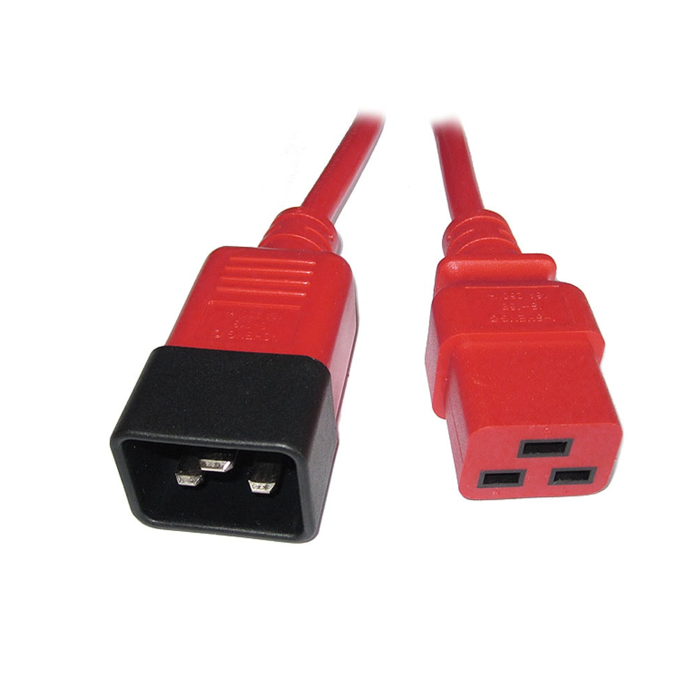 Videk IEC M C20 to F C19 Mains Power Cable Red 1Mtr