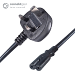 connektgear 3m UK Mains Power Cable UK Plug to C7 (Figure 8) Socket