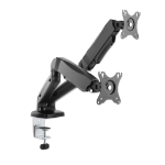 Manhattan TV & Monitor Mount, Desk, Full Motion (Spring), 2 screens, Screen Sizes: 10-27", Black, C-Clamp or Grommet Assembly, Dual Screen, VESA 75x75 to 100x100mm, Max 9kg (each)