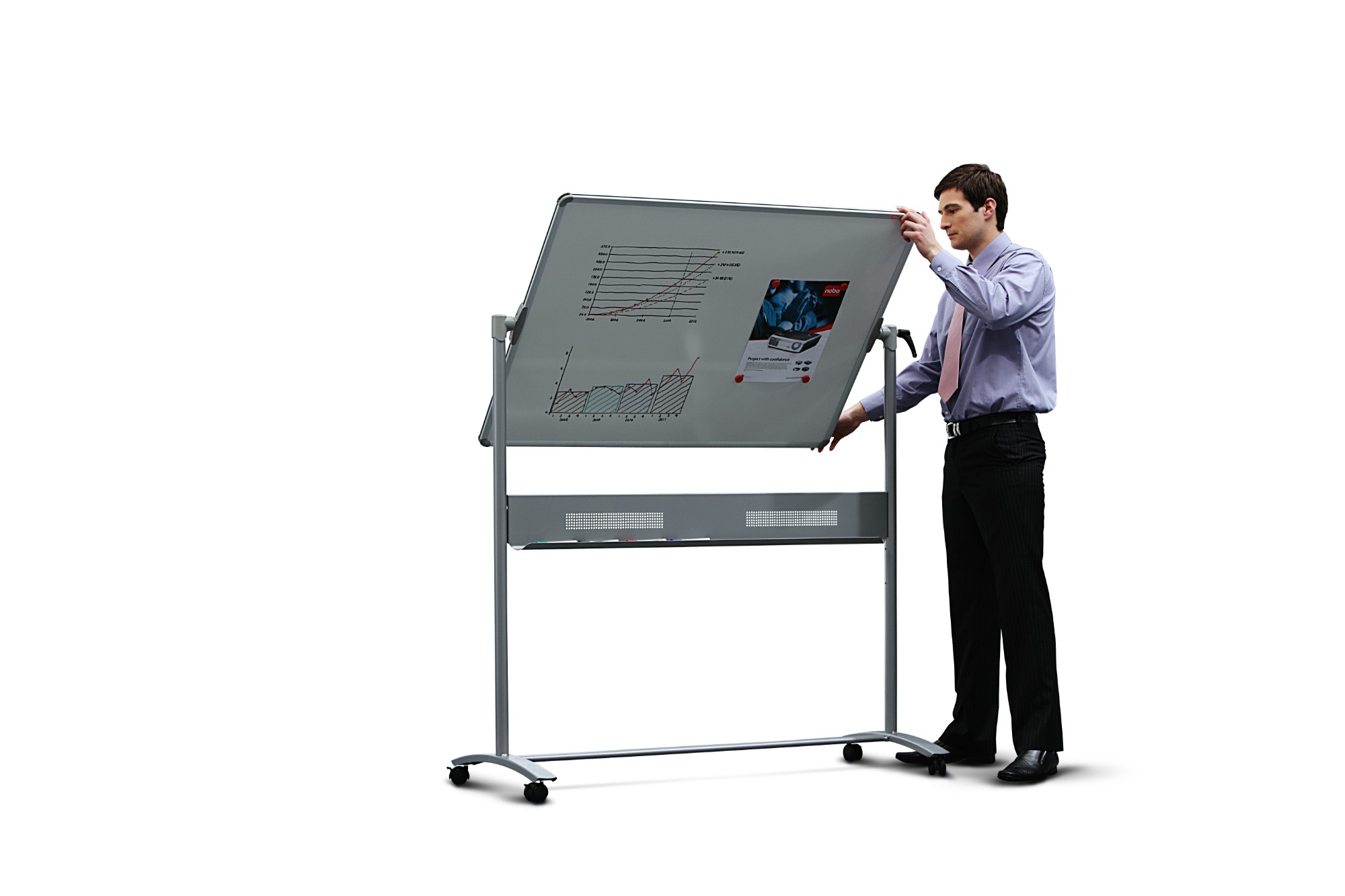 Nobo Prestige Enamel Magnetic Mobile Board Horizontal Pivot 1500x1200mm