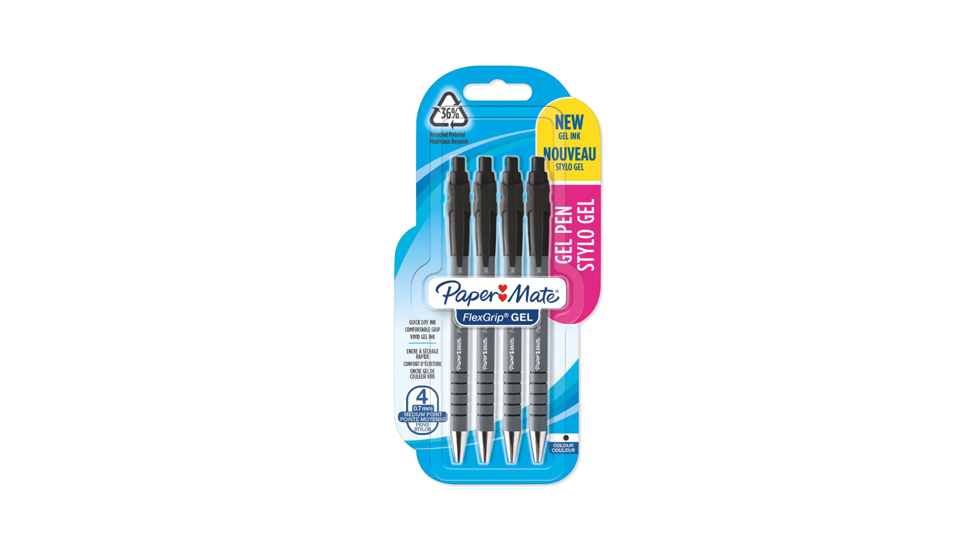 Image of Papermate FlexGrip Gel Retractable gel pen Medium Black 4 pc(s)