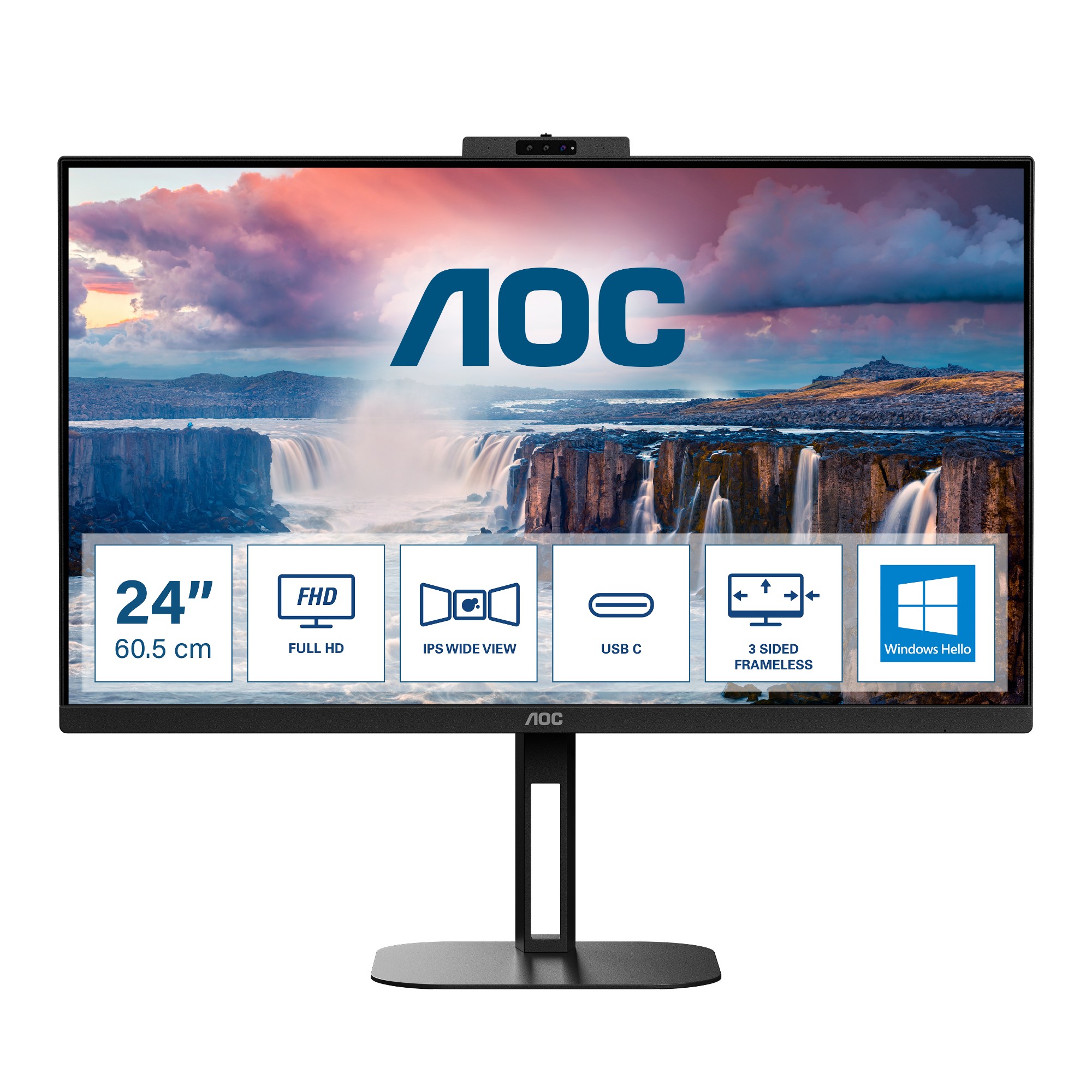 Screen size (inch) 23.8, Panel resolution 1920x1080, Refresh rate 75 Hz, Response time MPRT 1 ms, Panel type IPS, USB-C connectivity USB-C 3.2 x 1 (DP alt mode, upstream, power delivery up to 65 W), HDMI HDMI 1.4 x 2, Display Port DisplayPort 1.2 x 1, D-S