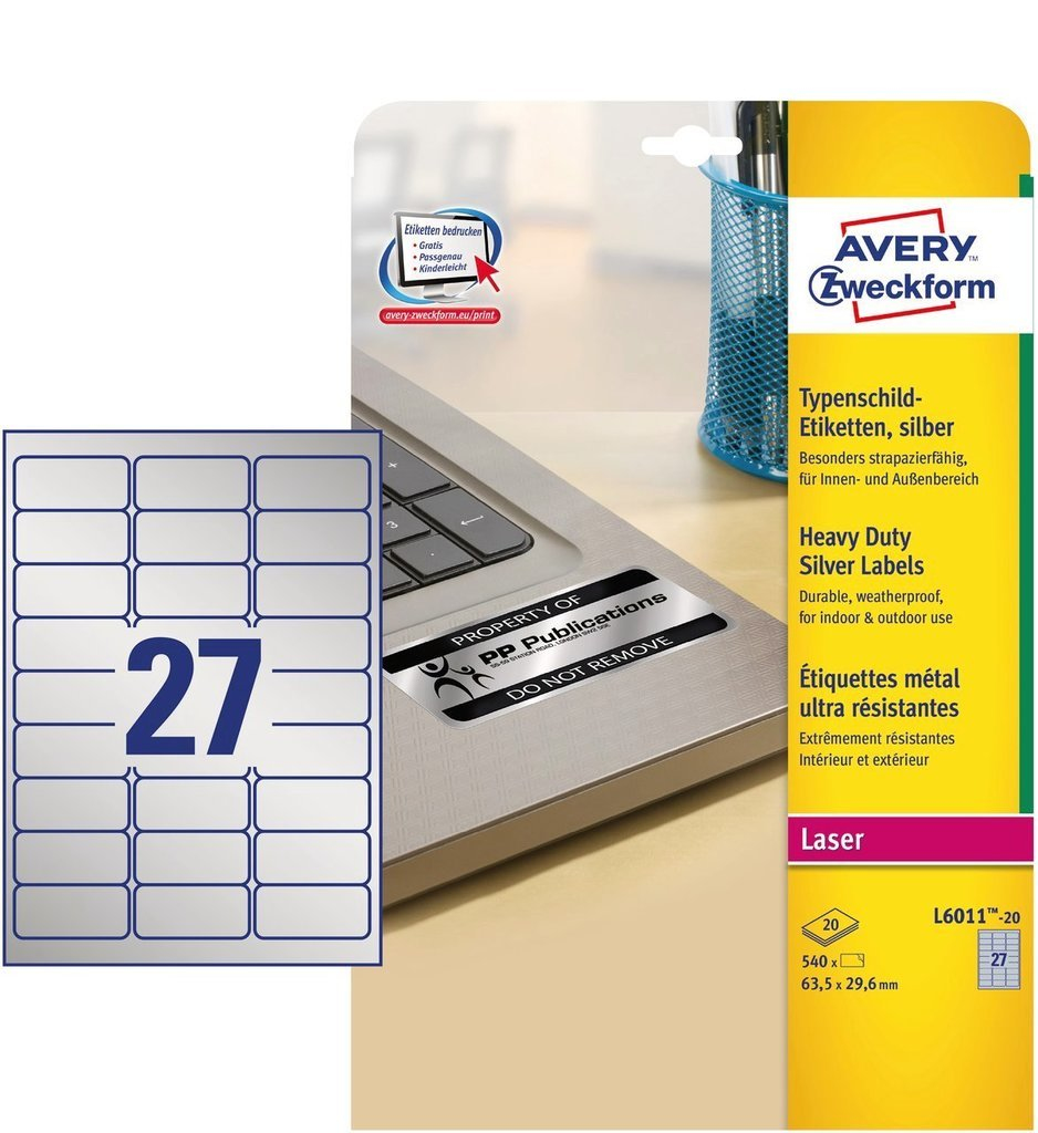 Image of Avery L6011-20 self-adhesive label Rounded rectangle Permanent...