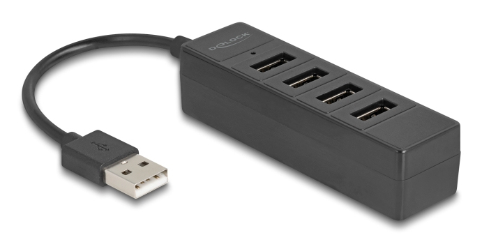DeLOCK 64334 interface hub USB 2.0 Type-A 480 Mbit/s Black