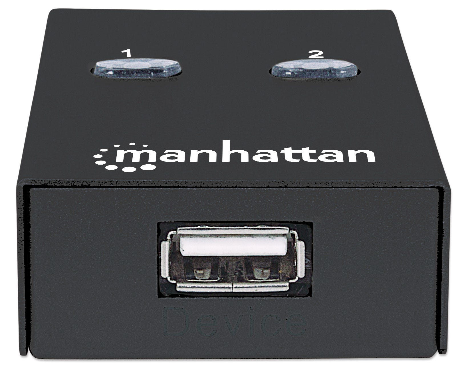 Manhattan USB-A Automatic Sharing Switch, 2x USB-B Ports, 480 Mbps (USB 2.0), Dual Control (Auto-Sensing or Manual), Bus Powered, inc 1x 1.5m USB-A to USB-B cable, Black, Blister