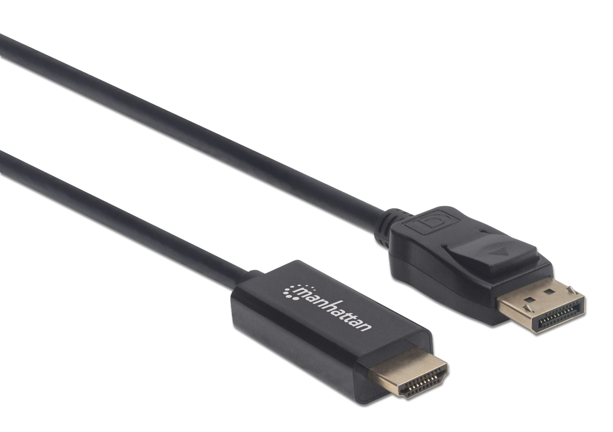 Manhattan DisplayPort to HDMI Cable, 4K@60Hz, 1m, Male to Male, DP With Latch, Black, Not Bi-Directional, Three Year Warranty, Polybag