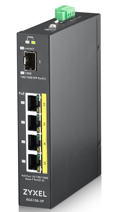 Zyxel RGS100-5P Unmanaged L2 Gigabit Ethernet (10/100/1000) Power over Ethernet (PoE) Black