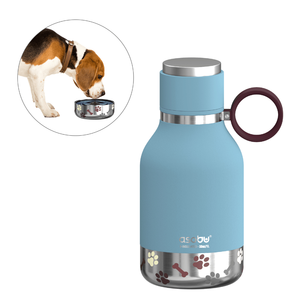 Image of Asobu Dog Bowl - Indoor/outdoor - 1000 ml - Blue - Metallic -...