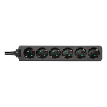 Deltaco GT-0620 power extension 1.5 m 6 AC outlet(s) Indoor Black