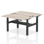 Dynamic Air Back-to-Back W1400 x D800mm Height Adjustable Sit Stand 2 Person Bench Desk With Cable Ports Grey Oak Finish Black Frame - HA01974 DD
