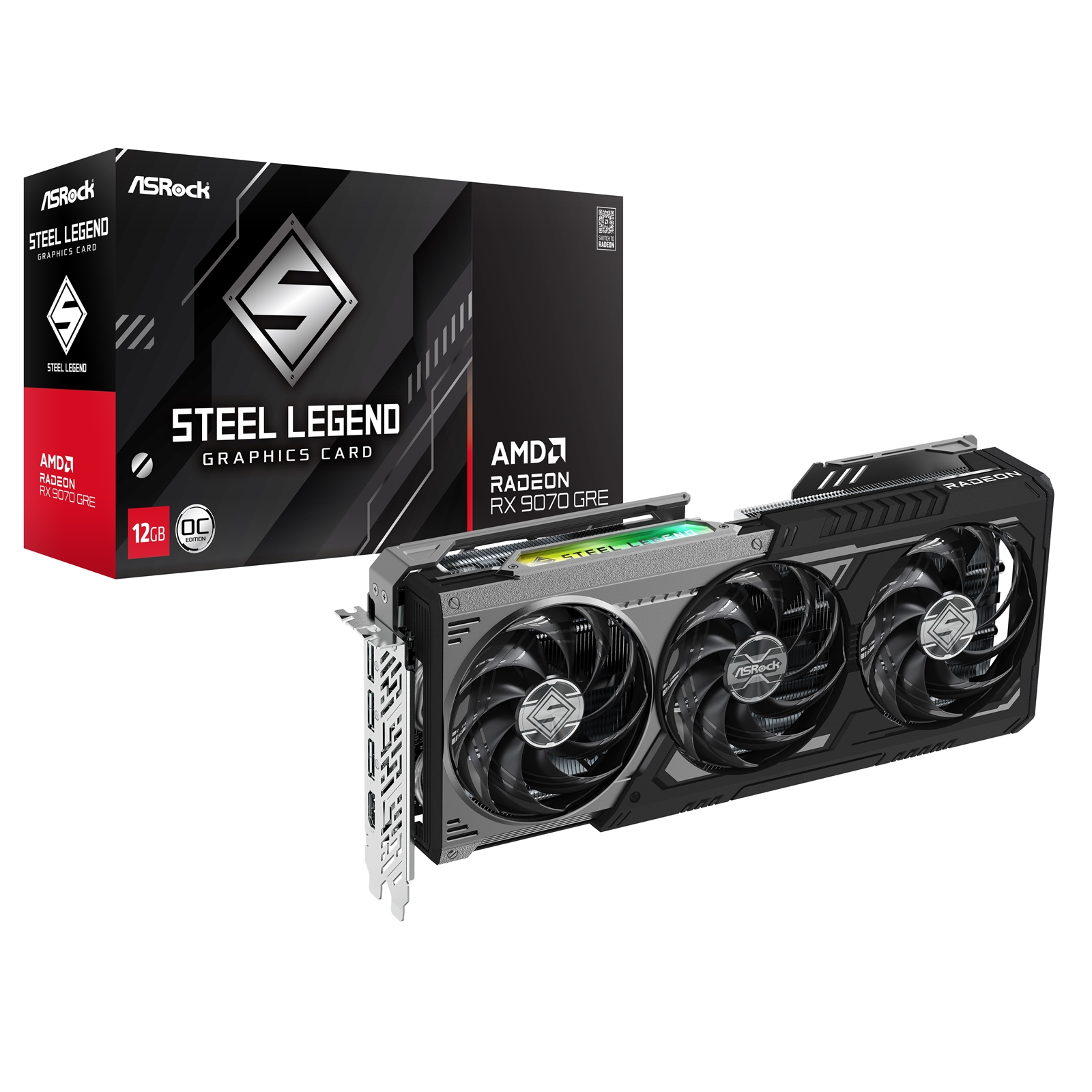 Asrock Dark Amd Radeon Rx 9070 Gre Steel Legend Oc 12Gb Gddr6 Graphics