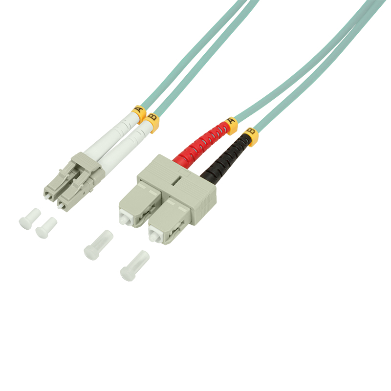 Image of LogiLink 0.5m, LC - SC fibre optic cable OM3 Blue