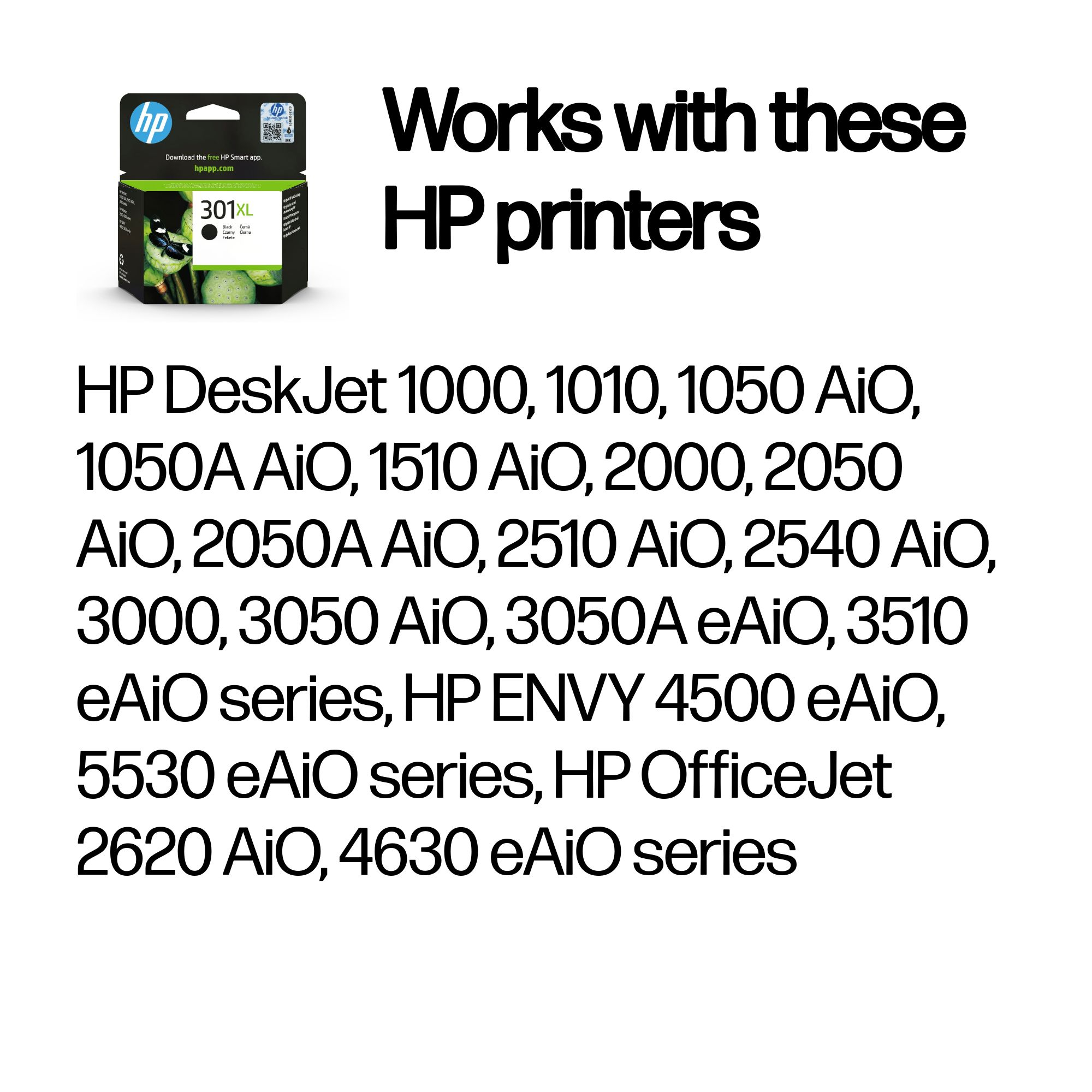HP CH563EE/301XL Printhead cartridge black high-capacity, 430 pages ISO/IEC 24711 8ml for HP DeskJet 1000/1010/Envy 5530/OfficeJet 4630