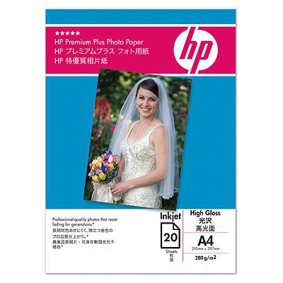 Image of HP Premium Plus High-gloss 280 g/m²-10 x 15 cm plus tab/25 sht...