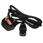 Videk UK Mains Plug to IEC (C15) Socket Hot Condition Power Cable Black 2Mtr